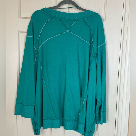 Free People Movement Women's Green Oversized Pullover Top Size XS Zippers - Picture 6 of 9
